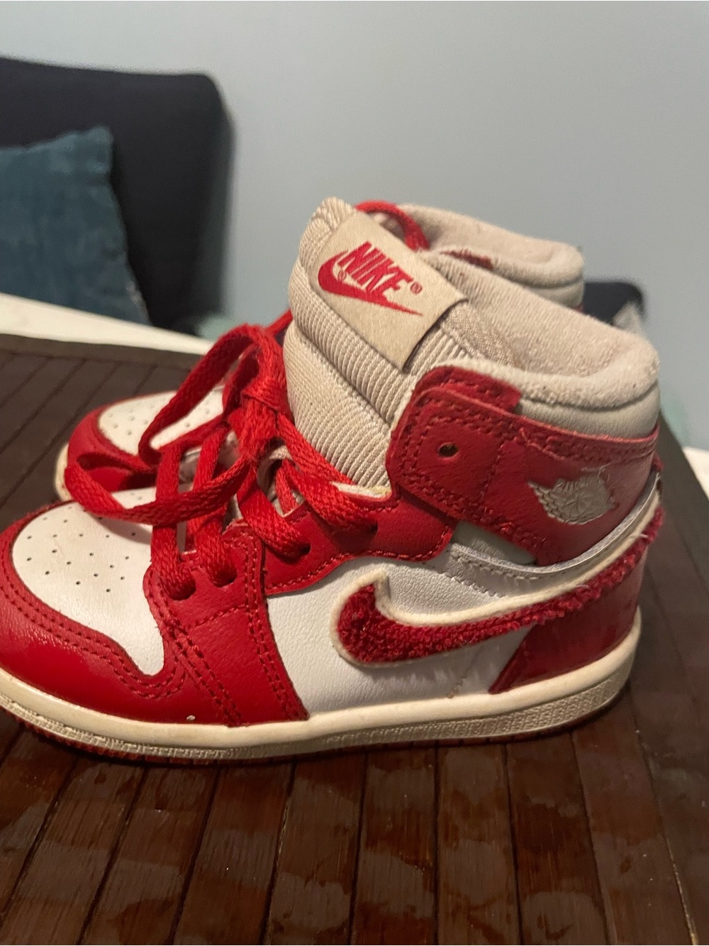 Nike Kids Red and White High-Top Sneaker